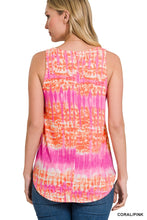 Coral Pink Tie Dye Sleeveless Round Neck & Hem Zenana Top 12/13/23 6365