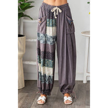 Navy Washed Mixed Print Wide Leg Oli&Hali Pants