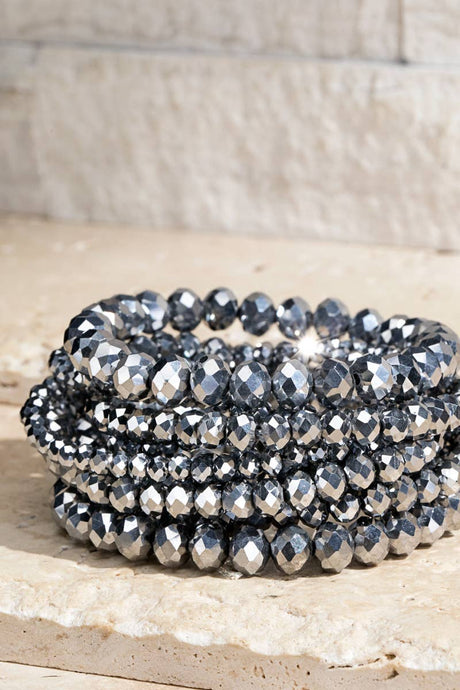Hematite Glass Bead 9 Set Bracelet