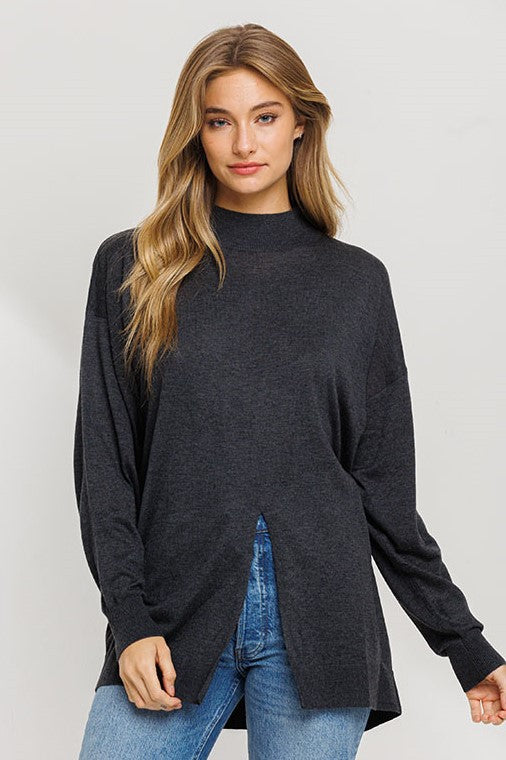 Charcoal Open Hem Sweater 7/31/25 1067