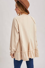 Oatmeal French Terry Ruffled Tiered Hem Tunic Sweatshirt