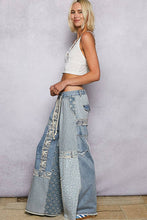 Denim Multi Lace-overlay waistband detail contrast denim woven POL pants