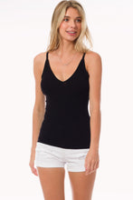 Black Rib Knit Plunging V Neck Cami 10/23/23 7224