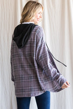 Vintage Charcoal Plaid Hooded Shacket 8/22/23 6930