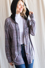 Vintage Charcoal Plaid Hooded Shacket 8/22/23 6930