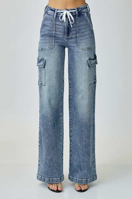 Medium Mid Rise Cargo Style Wide Straight Risen Jeans 11/28/23 7663