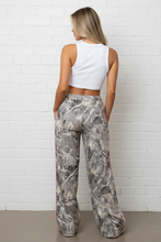Grey Camo Colorblock Drawstring Wide Leg Sweatpants