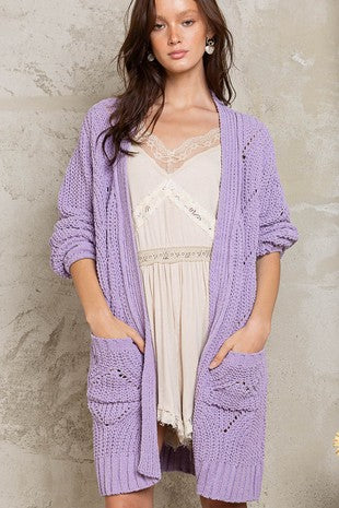 Lilac Oversized Open Sweater POL Cardigan 9/12/23 6983