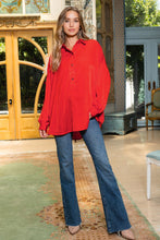 Red Loose Fit Satin Solid Ces Femme Blouse 6/28/23 6557