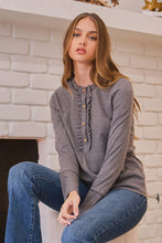 Charcoal Ruffle Button Down Top 9/13/23 7024