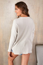 Beige Dropped Long Sleeve V Neck Venti Top 12/11/23 7613