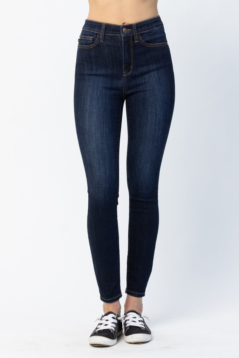 Plus Size WAX 3 Button High Waist Jeans - Dark Wash