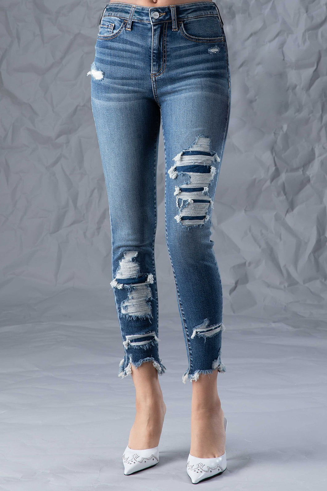 Medium Wash Mid Rise Ankle Skinny Ceros Jeans 12/8/23 7688
