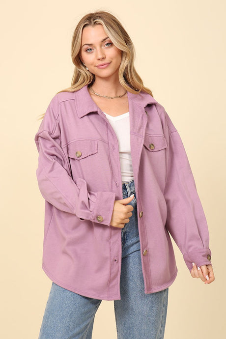 Dusty Purple Long Sleeve French Terry Shacket 8/12/25 1090