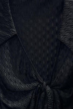 Black Satin Bell Sleeve Tie Front Top 3/22/24 8341