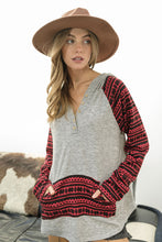 Grey Multi Contrast Knit Kangaroo Hoodie 9/13/23 7039