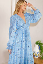 Sky Blue printed woven maxi dress