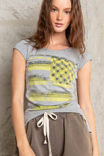 Grey Fitted Ribbed Fabric Americanan Cap Sleeve POL Tee 6/19/23 6463
