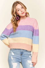 Multi Color Mock Neck Rib Sweater