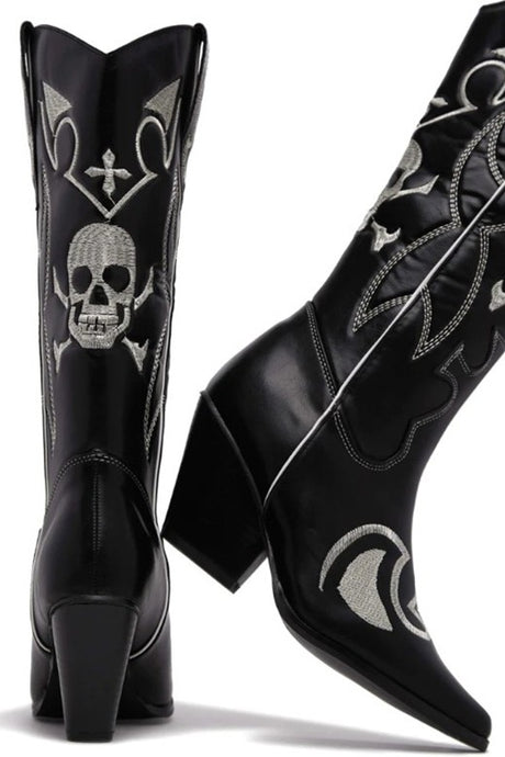 Black Skull Stitched Cowboy Boots 10/26/23 7345