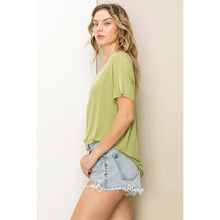 Pale Olive Oversized V-Neck Tee