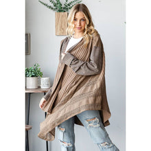 Coffee Mix Media Lace Hooded Long Sleeve Oli+Hali Cardigan