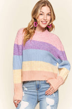 Multi Color Mock Neck Rib Sweater