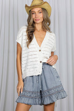 Washed Denim Ladder Trim 100%Tencel Chambray Denim Shorts