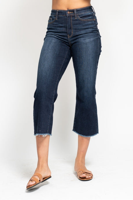 Dark High Waist Cropped Wide Leg Judy Blue Capris 3/3/25 9661