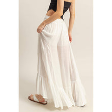 White High-Waist Ruffle Flared Wide Leg HYFVE Pants