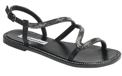 Black Asym Strappy Rhinestone Sandals 5/25/23 6329