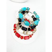 Bold Stones and Beads Mixed Adjustable Stretch Bracelet: MIX COLOR / ONE(12)