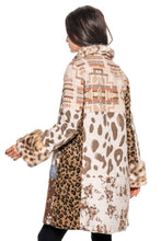 Mixed Media Faux Fur & Denim Trim Coat