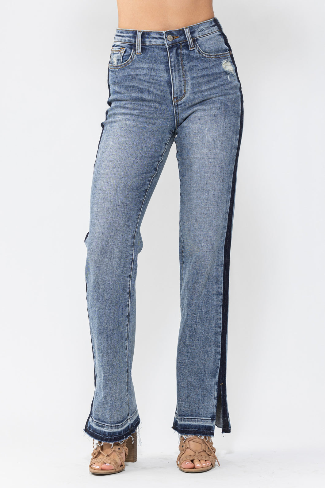 Medium High Waist Side Seam Detail Straight Judy Blue Jeans 10/24/23 7254
