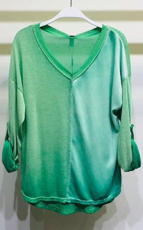 Lime Green Microsuede Front Lurex Detail Venti Top 7/7/23 6615
