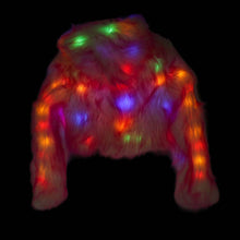 Pink LED Faux Fur Short Jacket with Hood