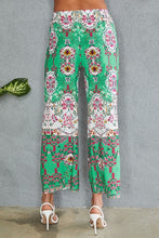 Green Spring Floral Elastic Waist Wide Leg Venti Pants 7/7/23 6606