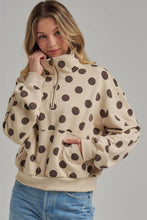 Oatmeal Coffee Polka Dot Half Zip Pullover