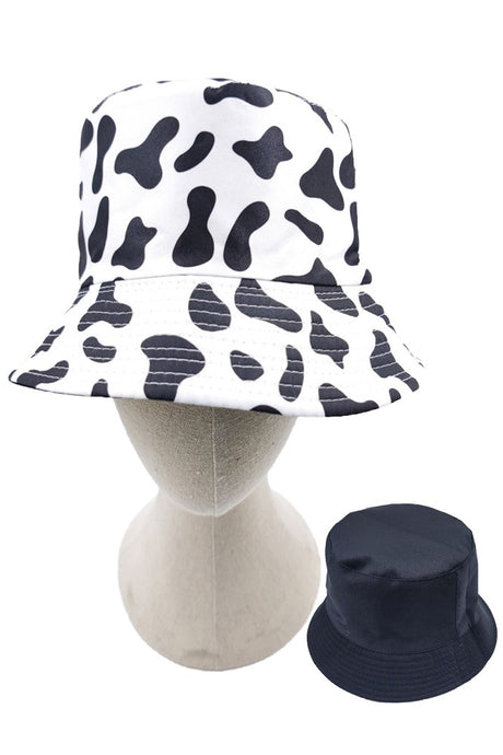 White Cow Print Reversible Bucket Hat 7/28/23 6721