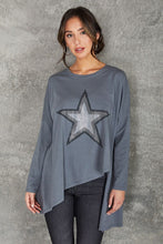 Grey Rhinestone Star Asym Hem Long Sleeve Venti Top 7/27/23 6700