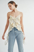 Gold Metallic Asymmetrical Ruffle Cami Top