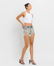Cement Super High Rise Distressed Vervet Shorts