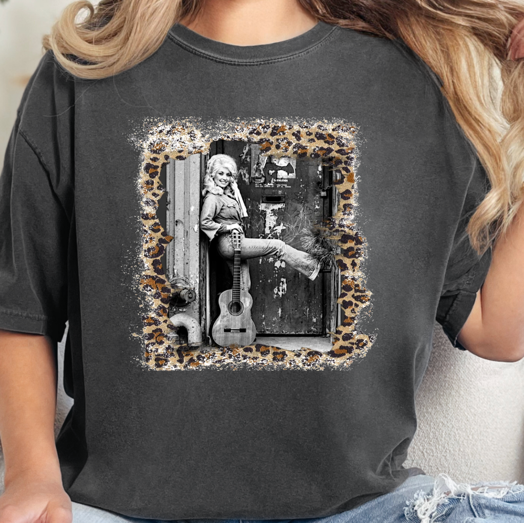 Pepper Dolly Parton Leopard Comfort Color Tee