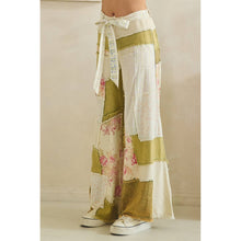 Olive Washed Floral Patchwork Flare Oli+Hali Pants