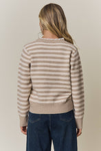 STRIPED KNIT HENLEY SWEATER Blue