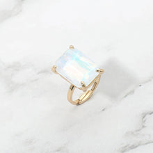 Rose Bold Emerald Cut Stone Cluster Accent Adjustable Ring
