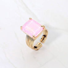 Black Emerald Cut Stone Adjustable Ring