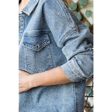 Med Wash Plus Sparkling Snap Button Denim Veveret Shacket