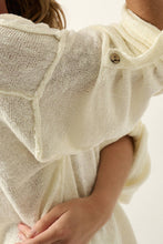 Promesa Lightweight Knit Oversized Roll-Up Henley Sweater Cream