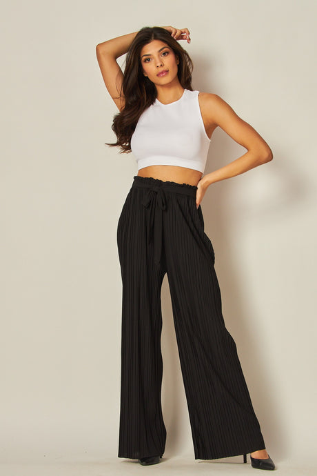 Black Pleated Wide Leg Paperback Self Tie Pants 5/22/24 8627